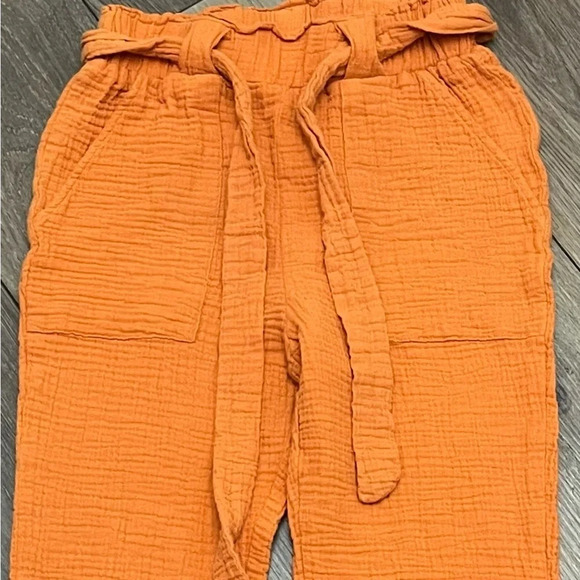 sincerely jules High Rise Gauze Womens Slub Knit Cropped Wide Leg Pant Orange S - Picture 8 of 9
